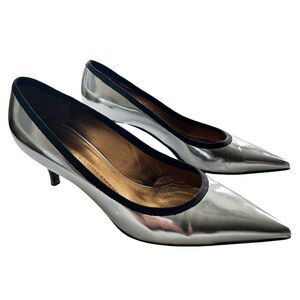 Giuseppe Zanotti Pointed Kitten Heel Metallic Iridescent silver size 38 US 8